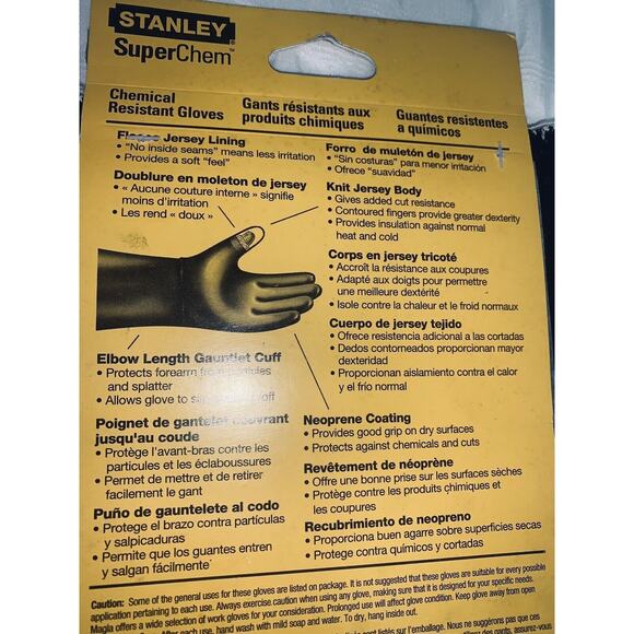 Chemical Resistant Gloves #0023 Elbow Length Stanley Superchem Fits All NWT - Picture 5 of 6